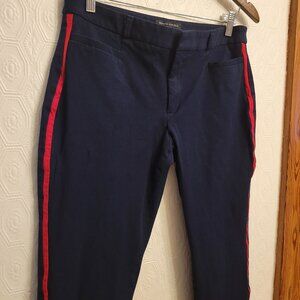 Banana‎ Republic Sloan Women's Slim Pants Size 8 — Navy Blue — Red Side Stripe
